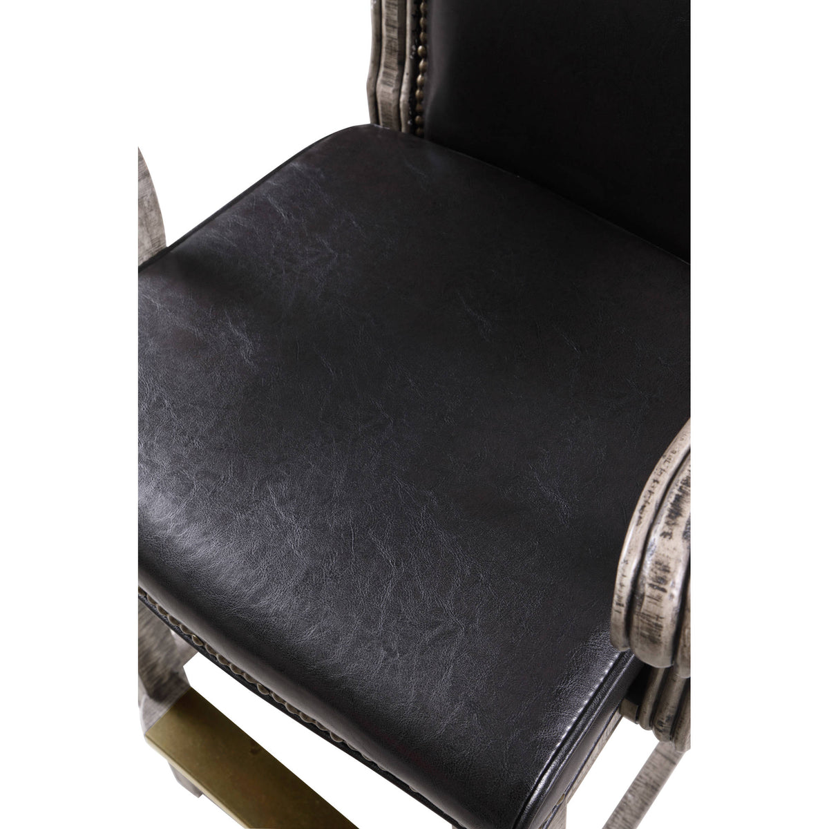 Hathaway Montecito Spectator Chair - black bonded leather seat with nailhead trim along the edge