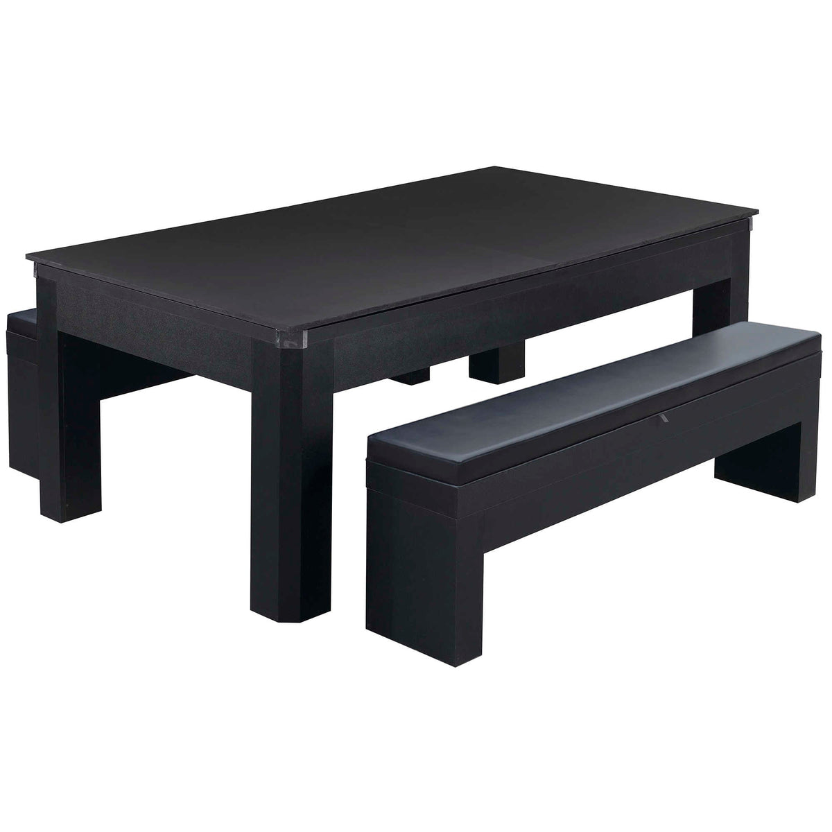 Hathaway Park Avenue 7-ft Pool Table Combo Set with Benches - Black with Red Felt Game Room — shown from the opposite side