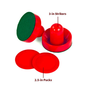 Hathaway Air Hockey Set, Red - 3-in strikers and 2.5-in pucks, sizes called out