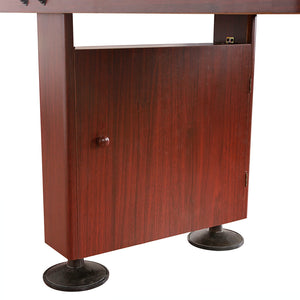 Hathaway Challenger Shuffleboard, Dark Cherry - cabinet storage door and cast levelling foot