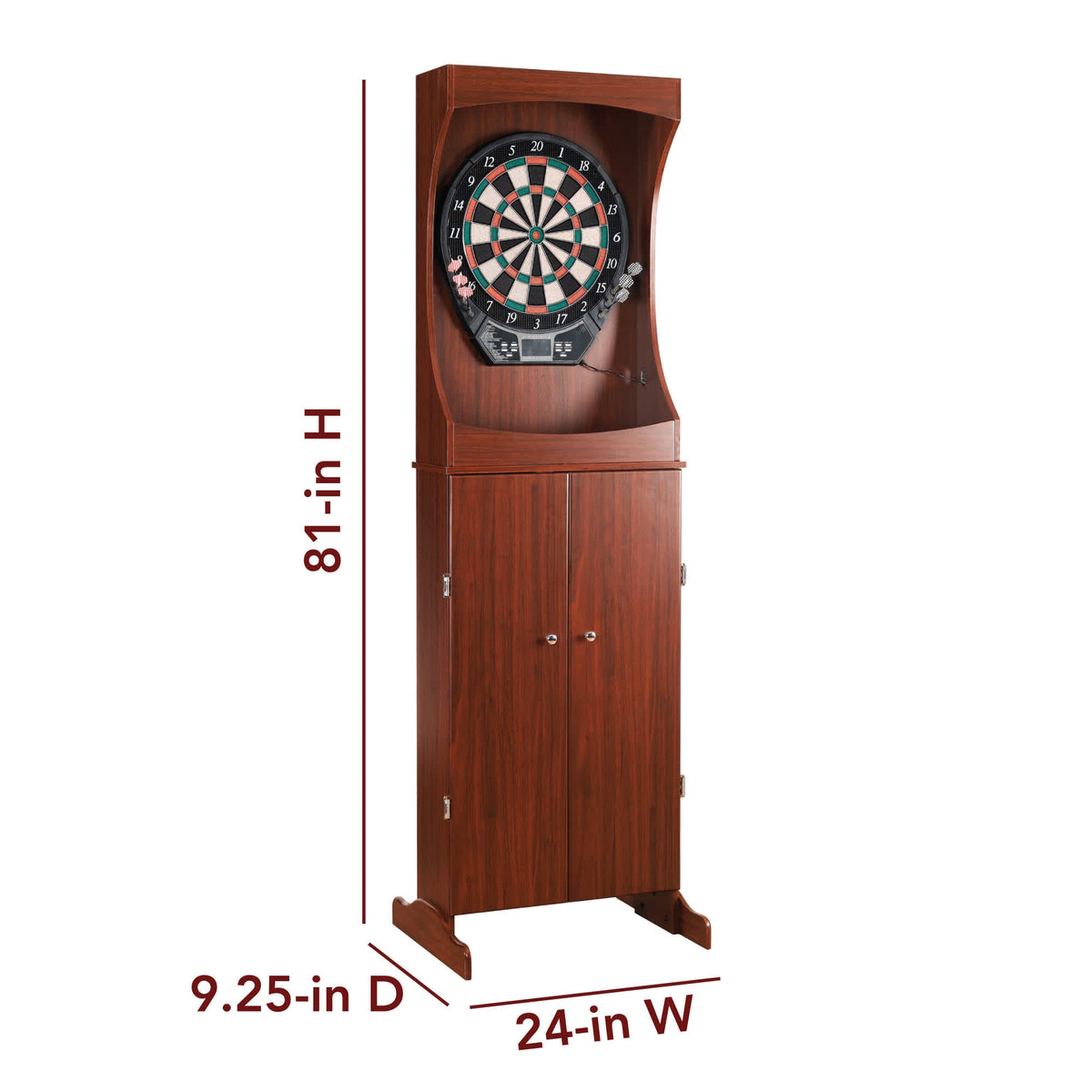 Hathaway Outlaw Dartboard Cabinet - 81 in high, 24 in wide and 9.25 in deep