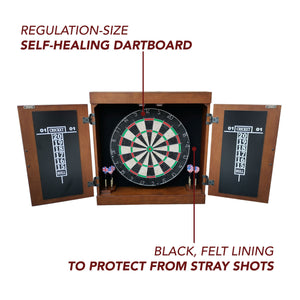 Hathaway Farmington Dartboard Cabinet - regulation self-healing board with black felt-lined case