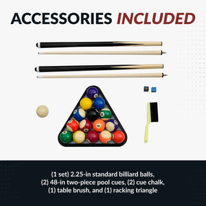 Hathaway Fairmont 6-ft Pool Table - accessories: ball set, two 48-in cues, chalk, brush and triangle