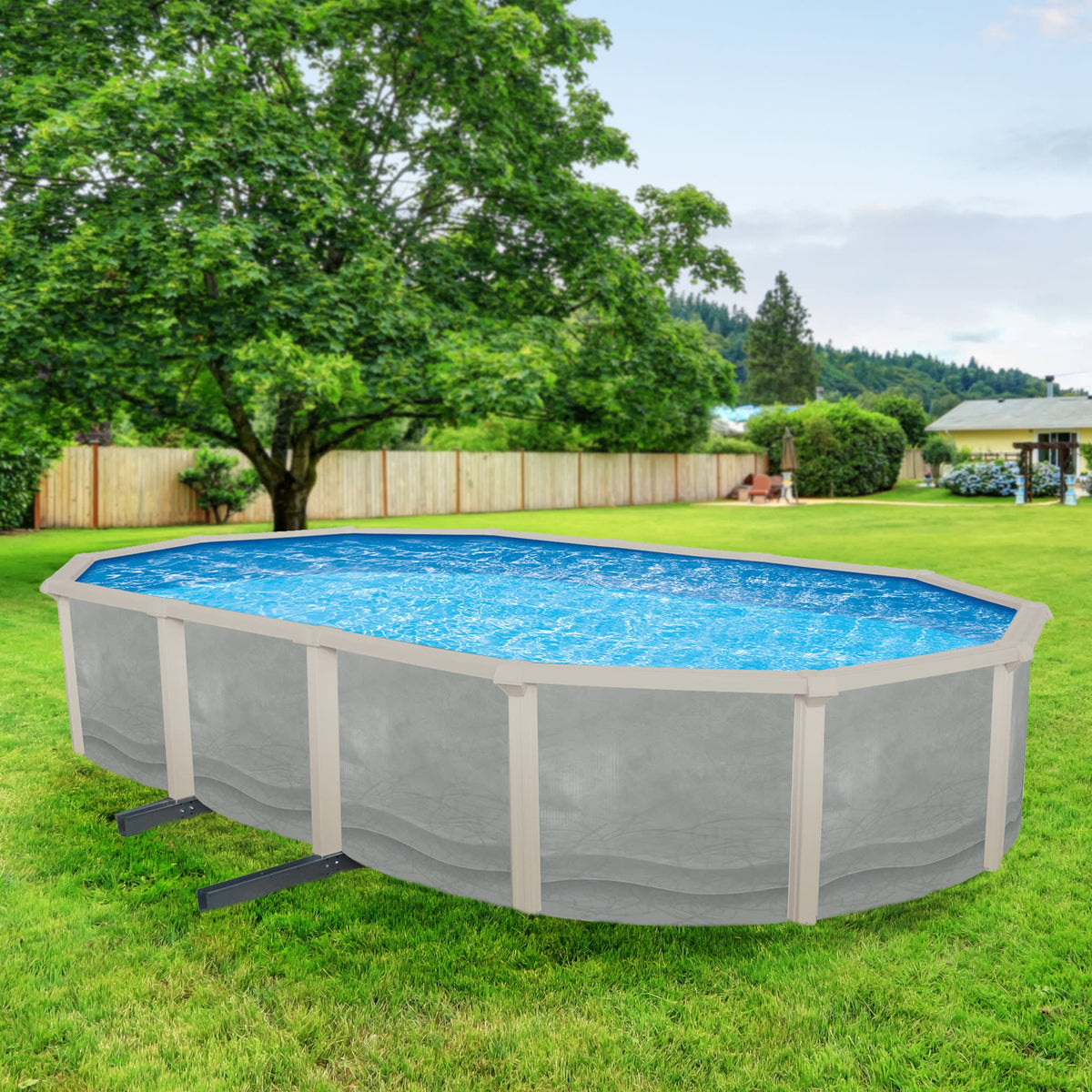 Blue Wave Trinity Round Pool ONLY Above Ground Pool — shown in use