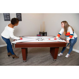 Hathaway Midtown 72-in Air Hockey Table with LED Scoring - Cherry Finish Game Room Table — shown in use