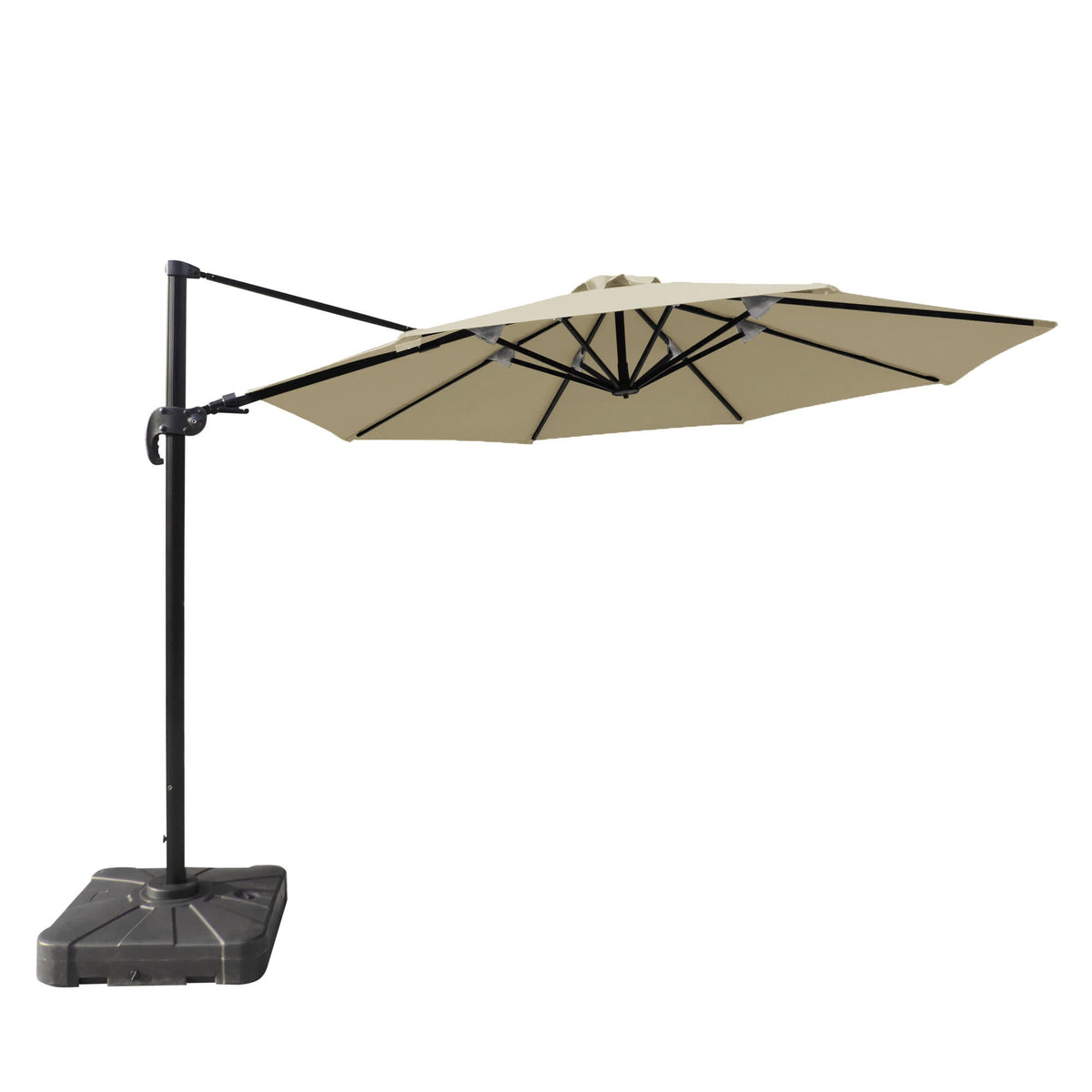 Island Umbrella Freeport 11-ft Octagonal Cantilever Patio Umbrella in Sunbrella Acrylic Patio Furniture — No Valance / Beige
