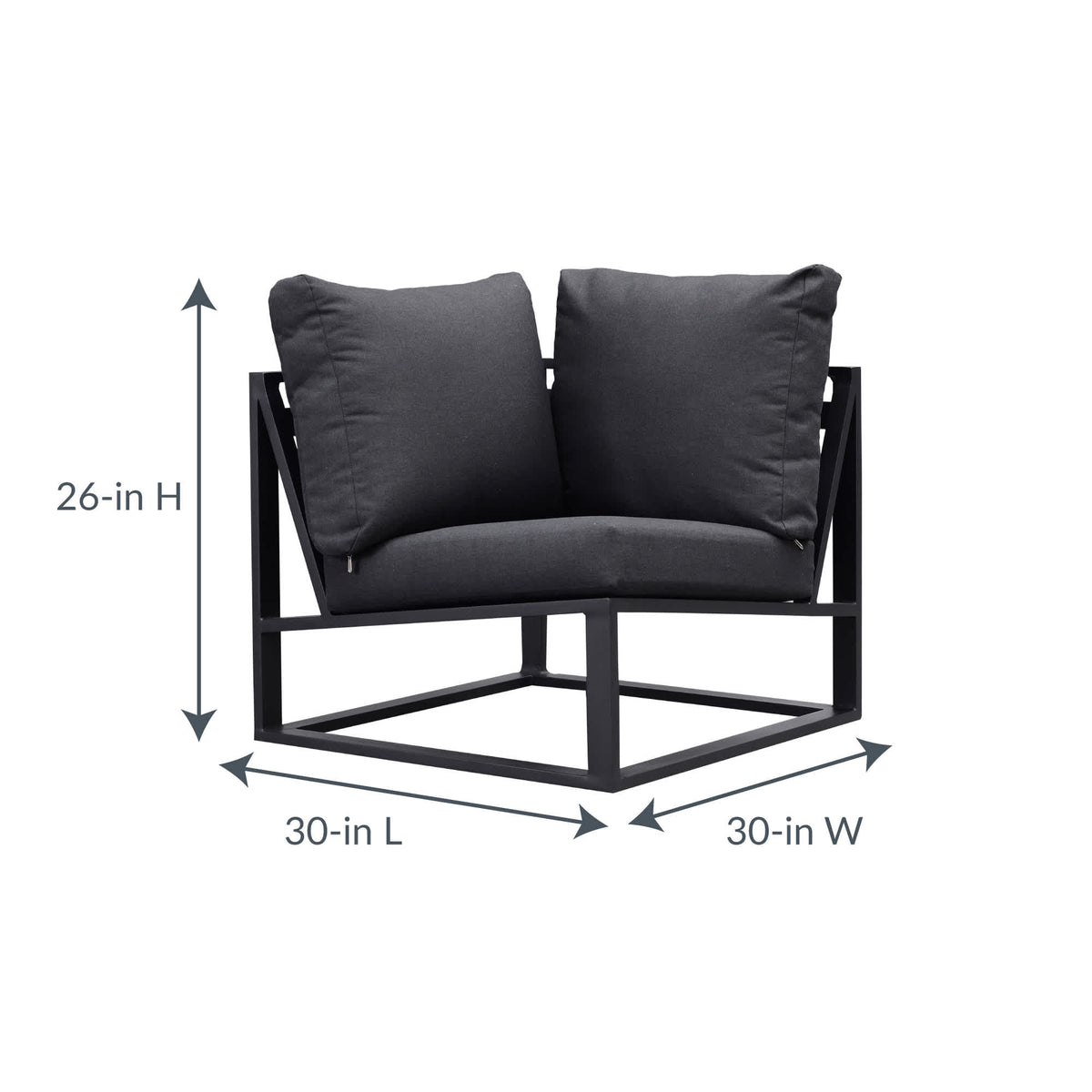 Island Retreat Monaco Contemporary Outdoor Sectional - Slate Grey Patio Furniture — dimension and specification diagram (1)