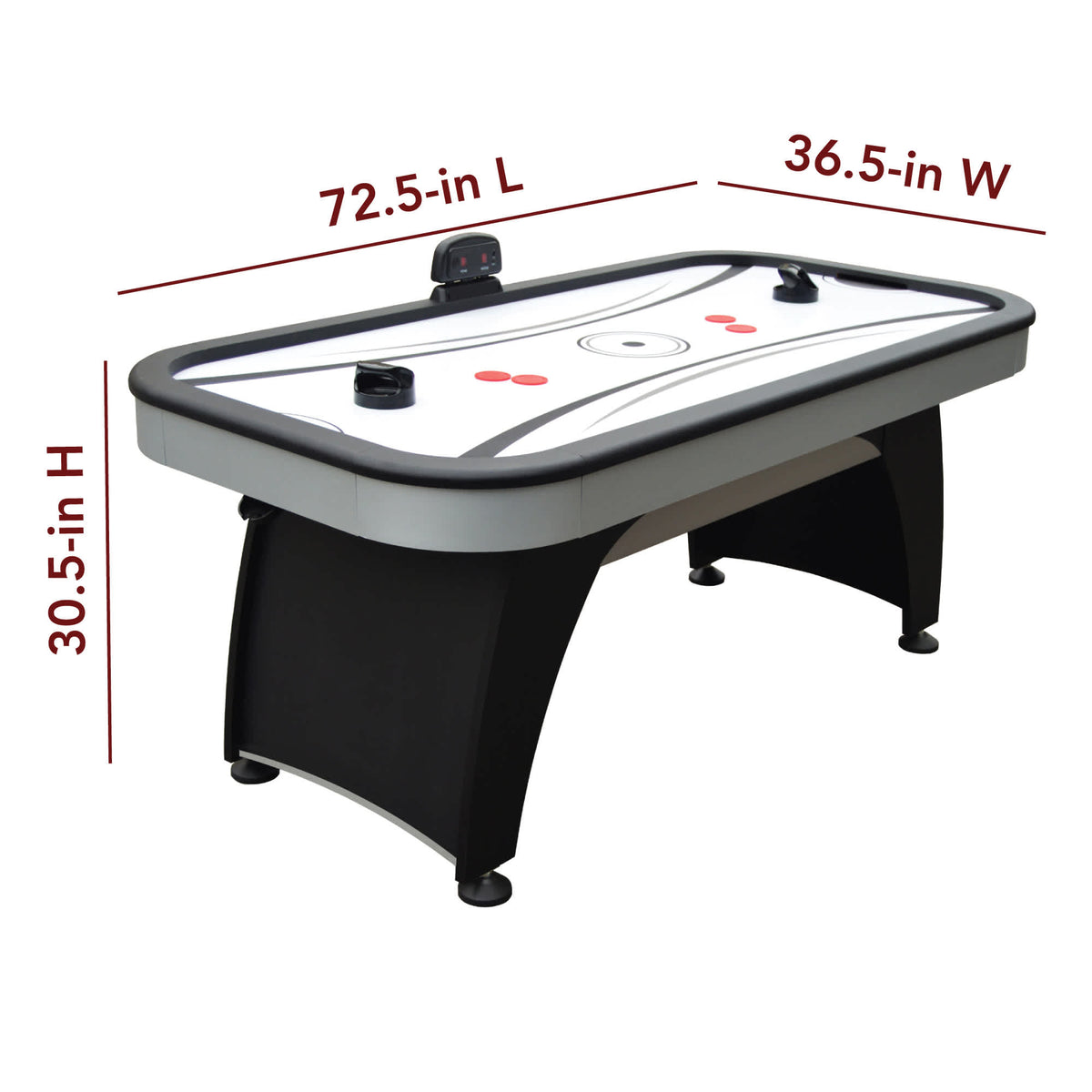 Hathaway Silverstreak 72-in Air Hockey Table with LED Scoring Game Room Table — dimension and specification diagram