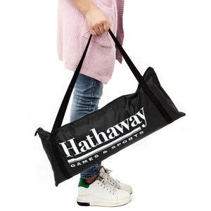 Hathaway Rebounder Basketball Return - carry bag held by the shoulder strap, showing its size