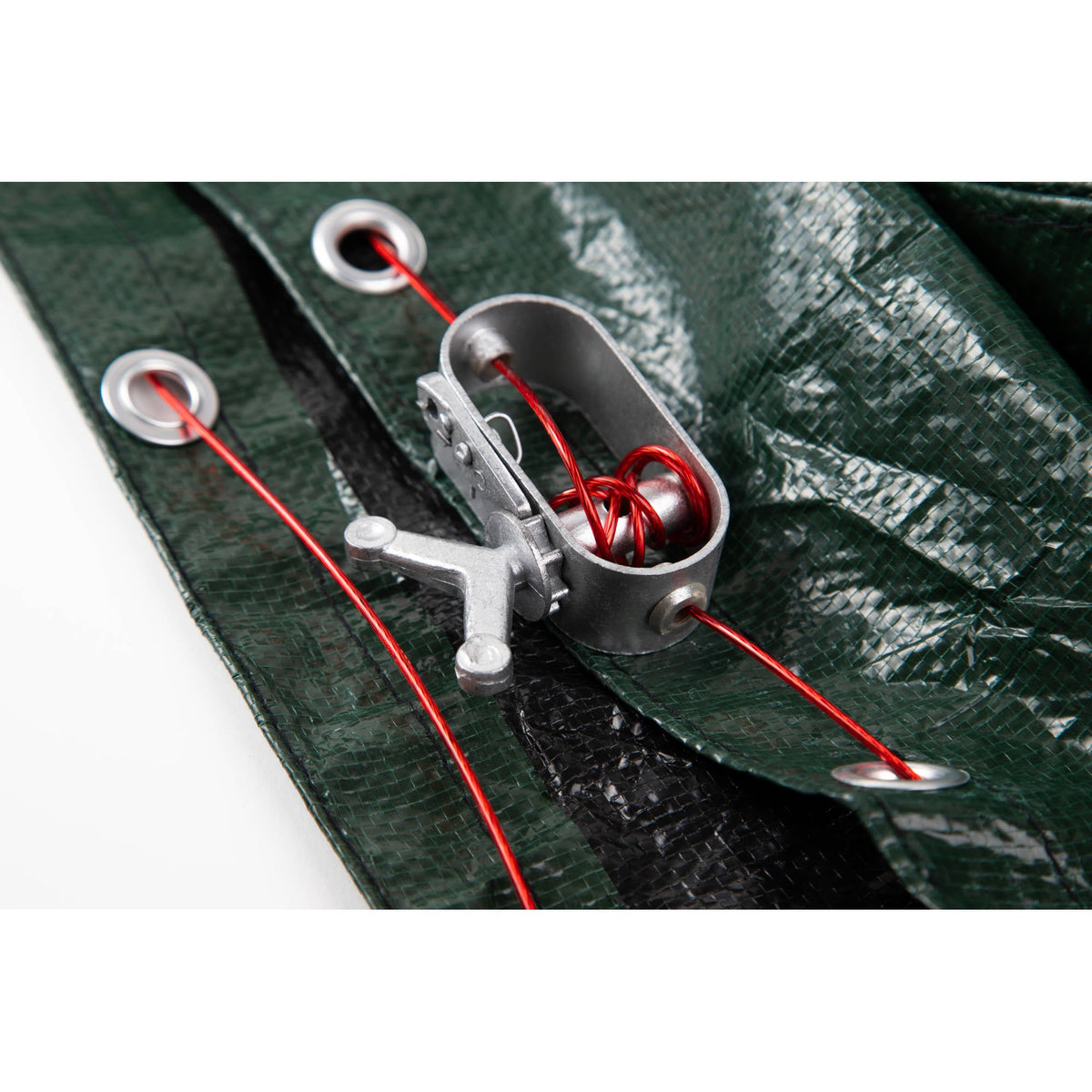 Arctic Armor 12-Year In-Ground Winter Cover - winch and cable tensioner on the cover edge