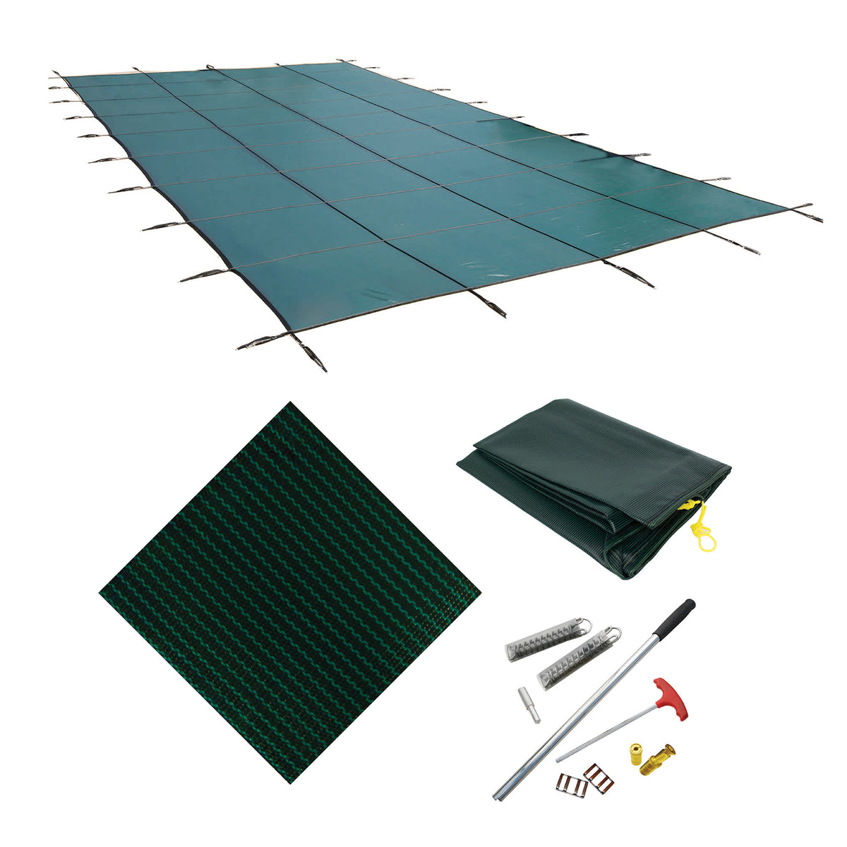 Arctic Armor 18-Year Mesh In-Ground Pool Safety Cover Pool Cover — Green / 14-ft x 28-ft