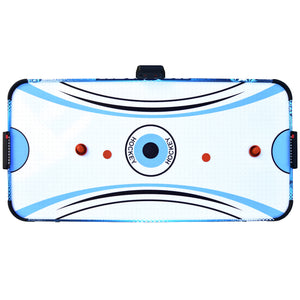 Hathaway Enforcer Air Hockey Table - playfield from above with both strikers and pucks in place