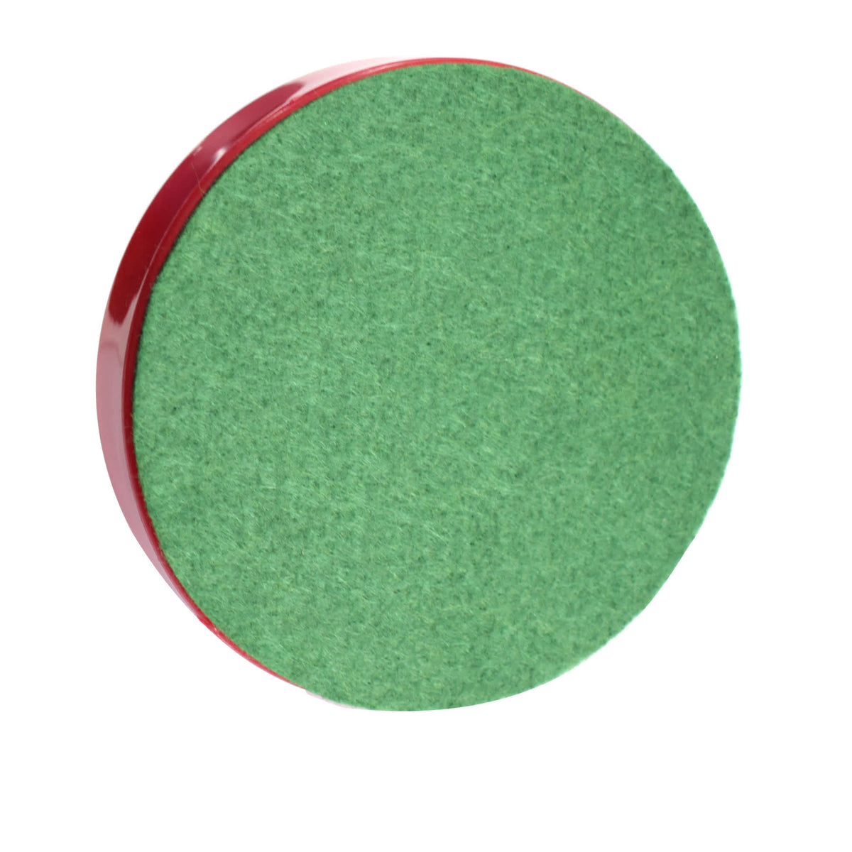 Hathaway Air Hockey Striker, Red - green felt glide face filling the frame
