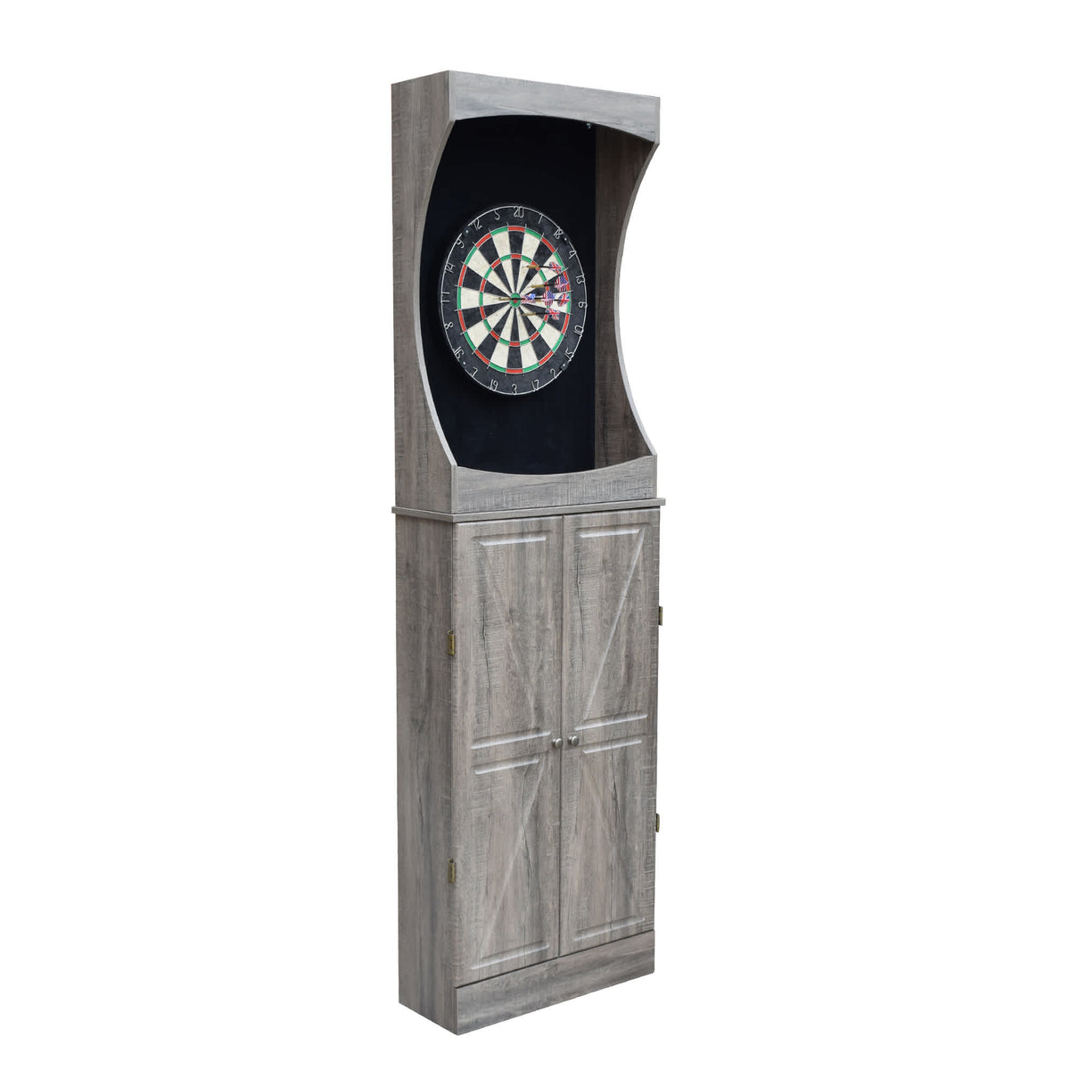 Hathaway Westwood Bristle Dartboard and 84-in Free-Standing Cabinet - Rustic Gray Game Room Table