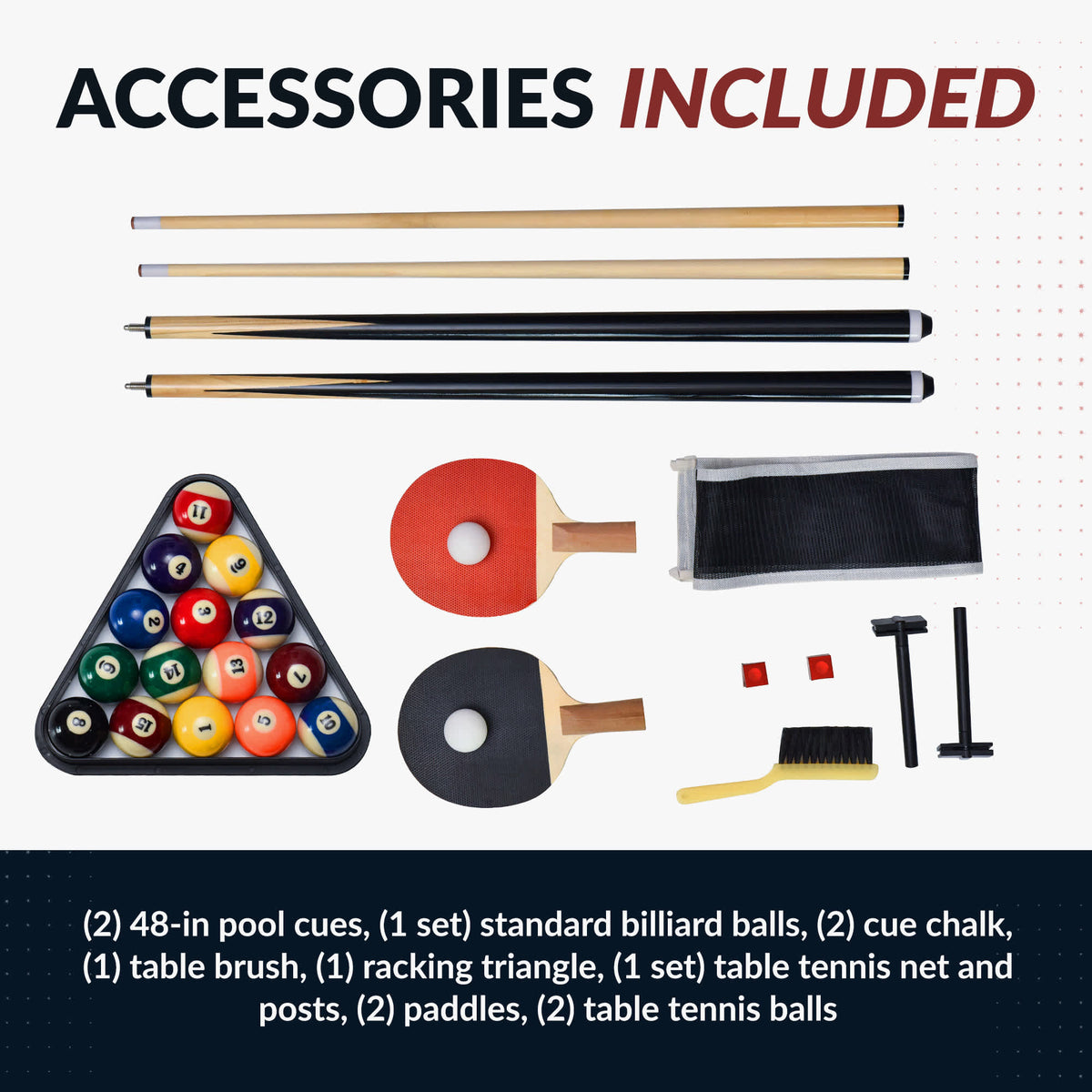 Hathaway Spartan 6-ft Pool Table - included: two cues, balls, chalk, brush, triangle, net, paddles