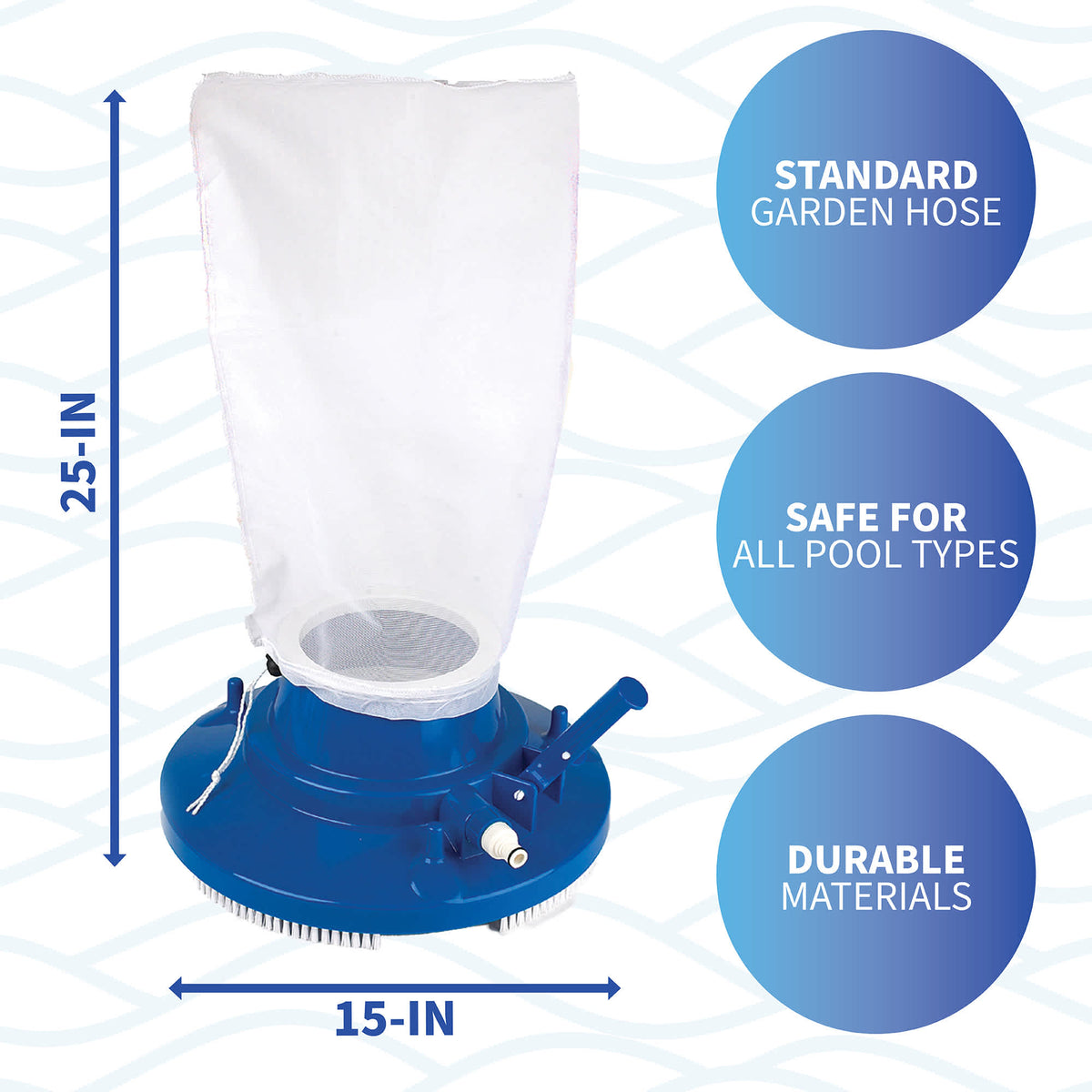 Blue Wave Ultimate Leaf Bagger - 25 in tall by 15 in across; runs off a standard garden hose