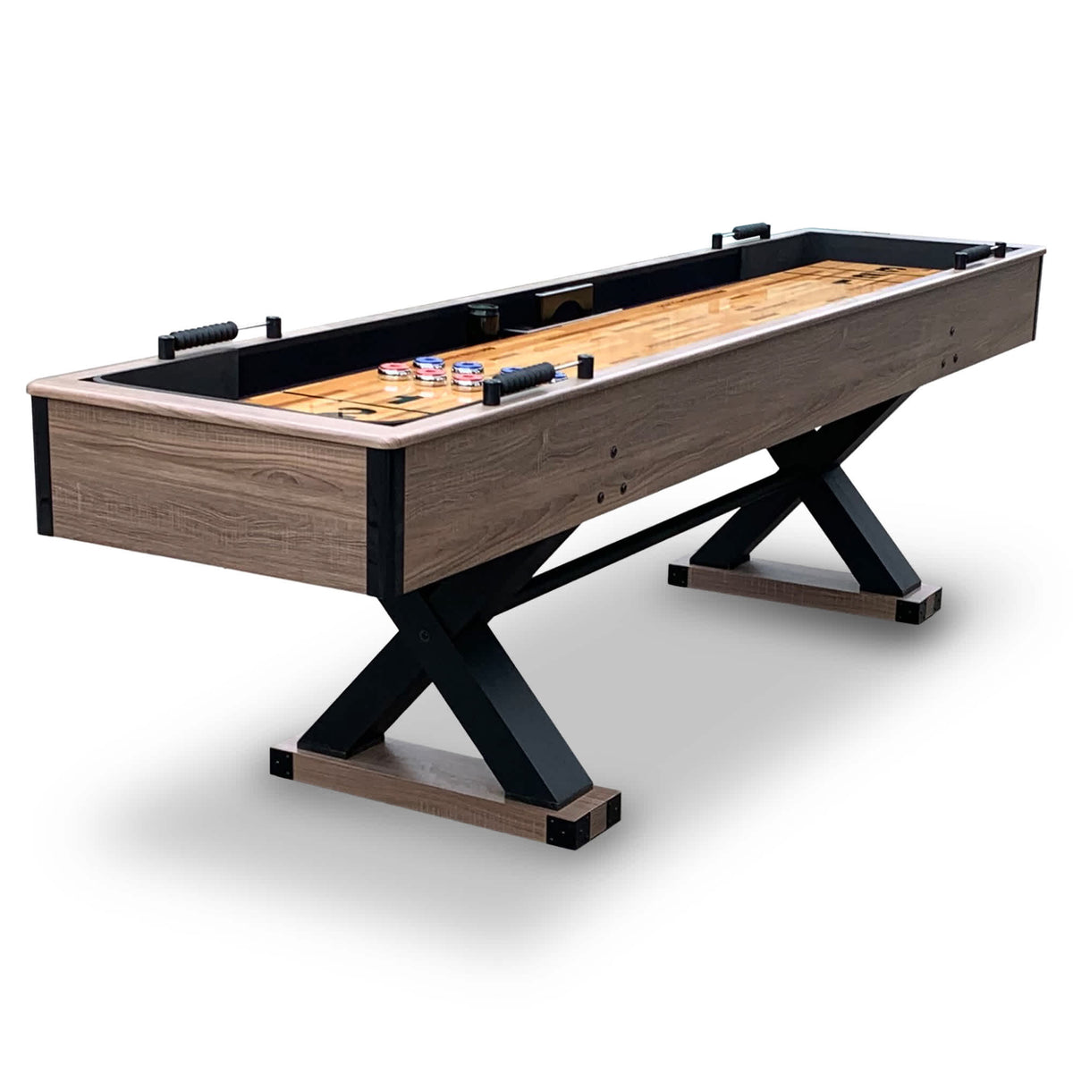 Hathaway Excalibur 9-ft Shuffleboard Table - Driftwood Finish Game Room Table