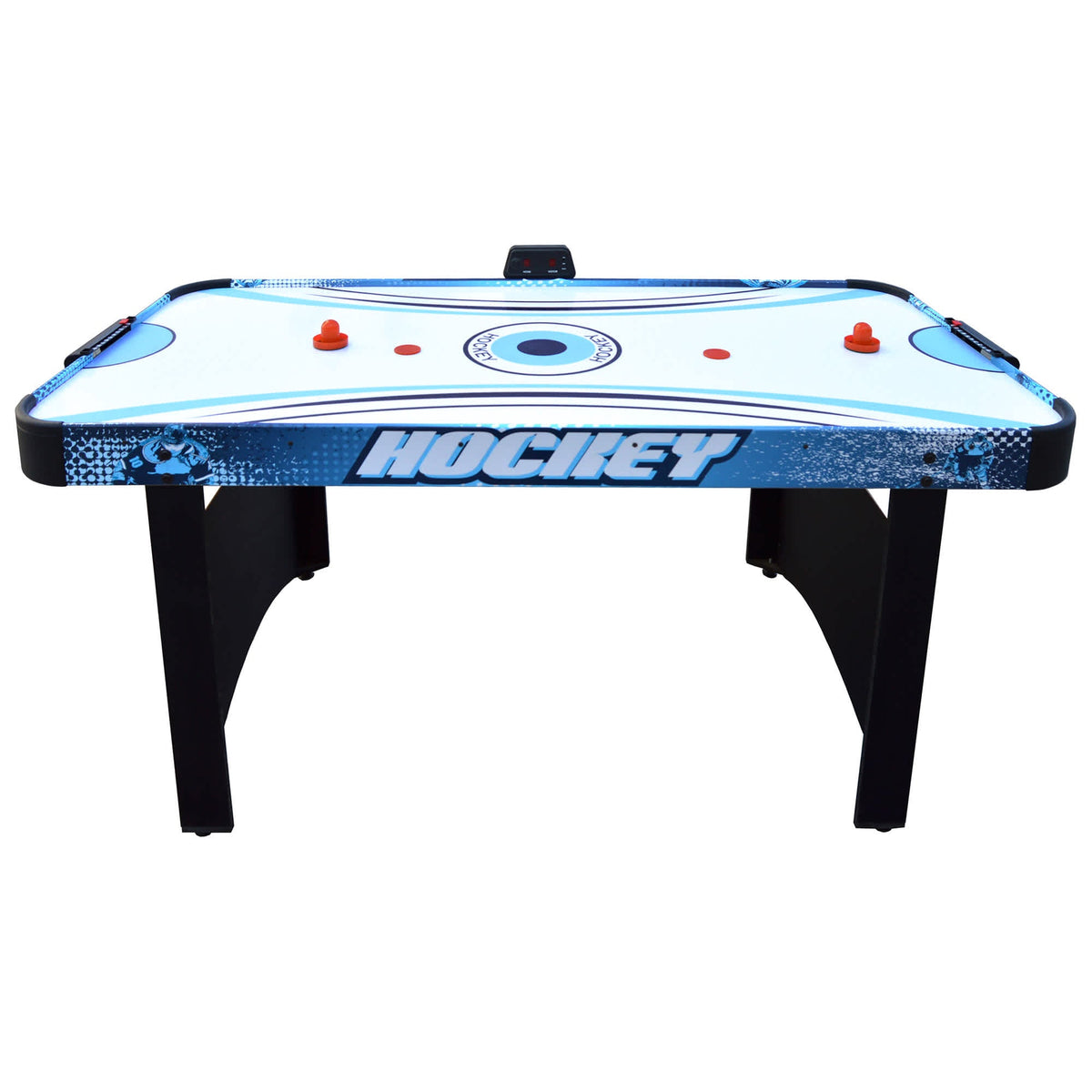 Hathaway Enforcer Air Hockey Table - full table from the side with the LED scorer fitted