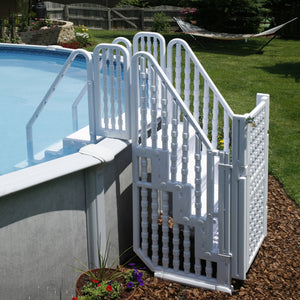 Blue Wave Easy Pool Step Entry System w/ Gate Pool Ladder & Step — shown in use