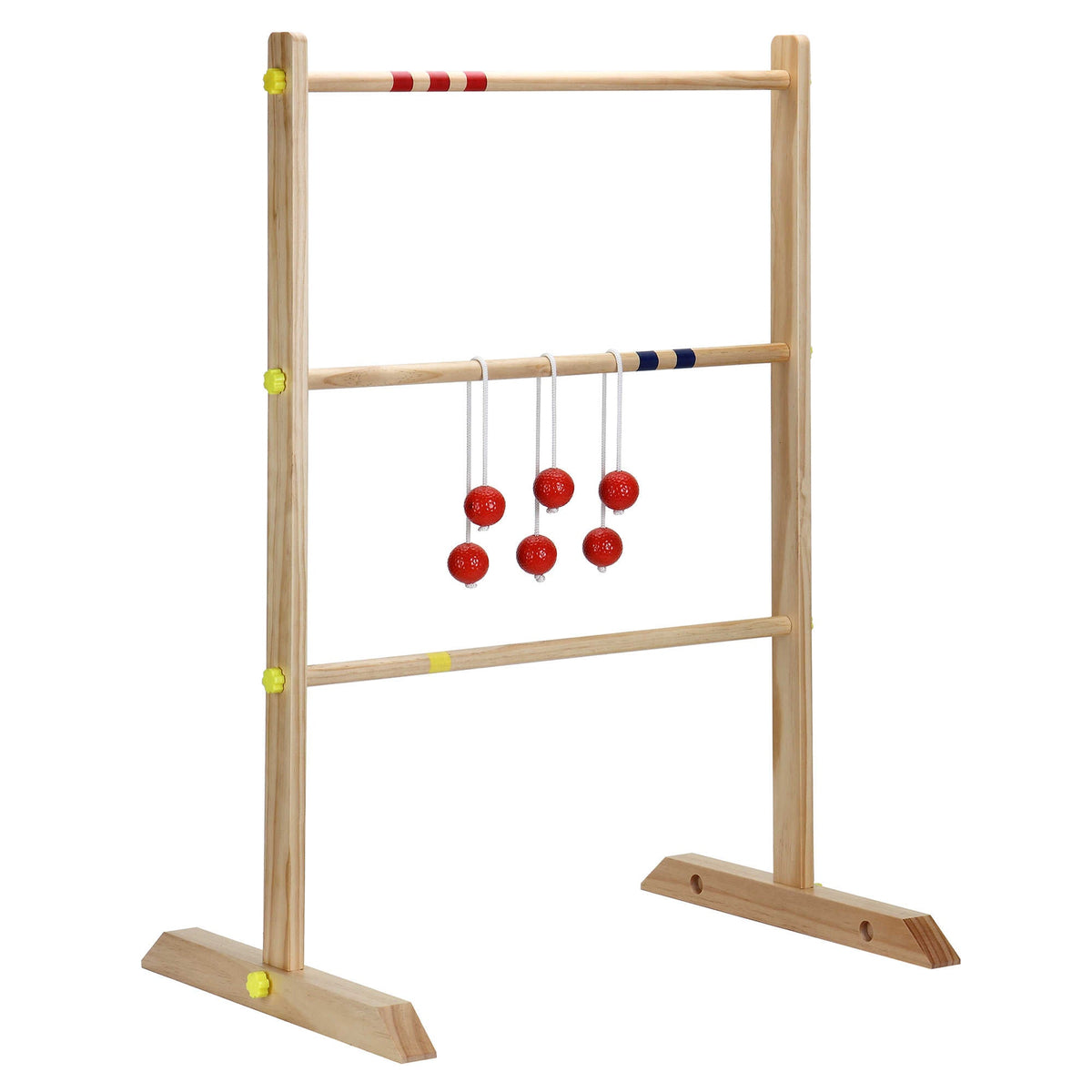 Hathaway Ladder Toss Game Set - one assembled ladder with the red bolas hung on the middle rung