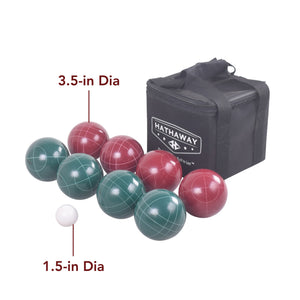 Hathaway Bocce Ball Set - eight 3.5-in balls and a 1.5-in pallino with the carrying case