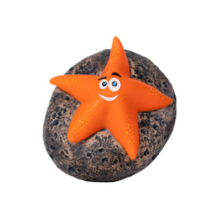 Blue Wave Starfish Floating Chlorine Dispenser, Orange - starfish and moulded rock float seen from above