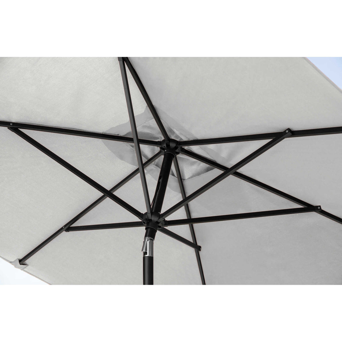 Island Umbrella Adriatic Market Umbrella - rib and hub detail seen from below the open canopy