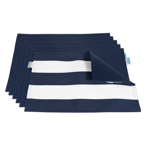 Island Retreat All-Weather Outdoor Reversible Table Mat - Set of 6 Patio — Navy and White Stripe / Outdoor Table Mat