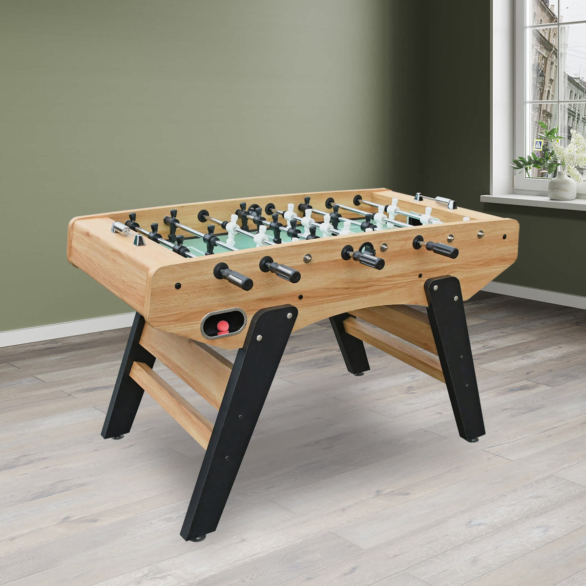 Hathaway Center Stage Pro Series 59-in Foosball Table - Telescopic Safety Rods Game Room Table — shown from the opposite side