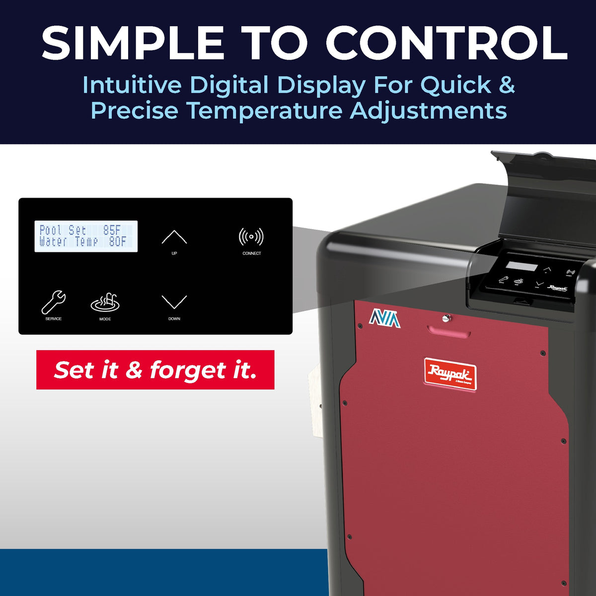 Raypak AVIA HD digital control display