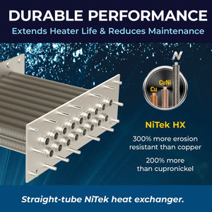 Raypak NiTek straight-tube heat exchanger used in AVIA HD