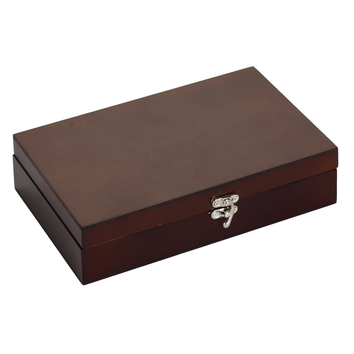 Hathaway Premium Domino Set - closed wooden case with the silver clasp