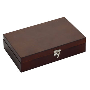 Hathaway Premium Domino Set - closed wooden case with the silver clasp