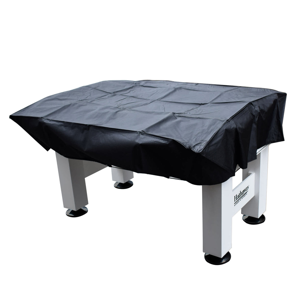 Hathaway Highlander Outdoor Foosball Table - weatherproof cover fitted over the white cabinet