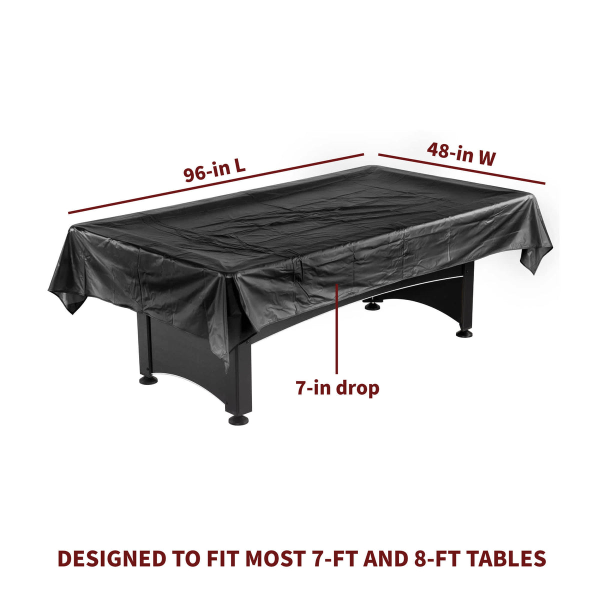 Hathaway 8-ft Billiard Table Cover - 96 x 48 in with a 7-in drop; fits most 7-ft and 8-ft tables