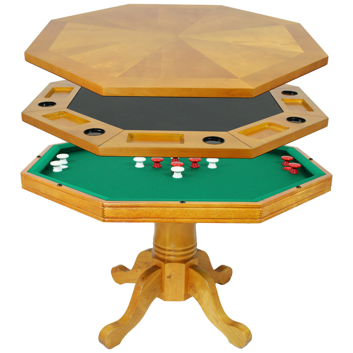 Hathaway Kingston 48-in Poker Table Combo Set (Table Set Only) - Oak Finish Game Room Table