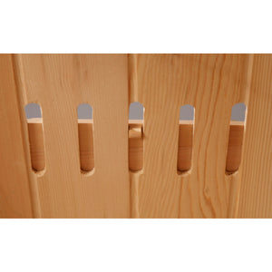 HeatWave Tucson Sauna - routed ventilation slots in the hemlock wall panel