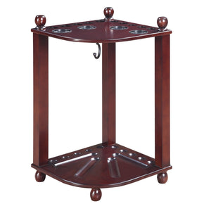 Hathaway Regent Corner Cue Rack, mahogany - corner rack with ball shelf and chalk cups