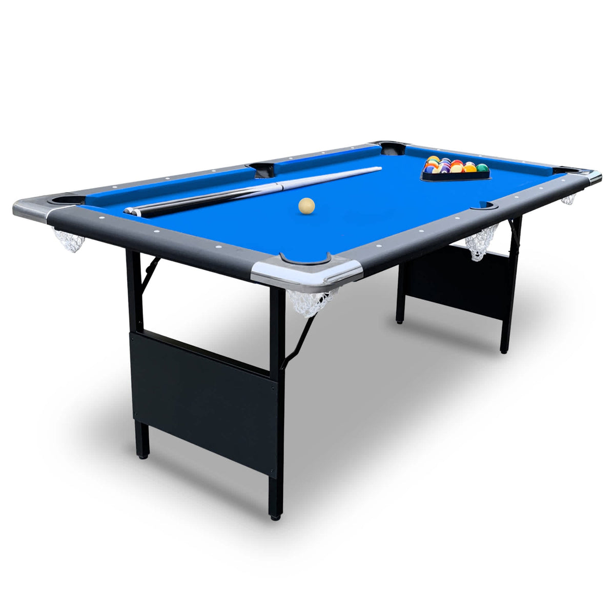Hathaway Fairmont 6-ft Portable Pool Table - Black with Blue Felt Game Room Table