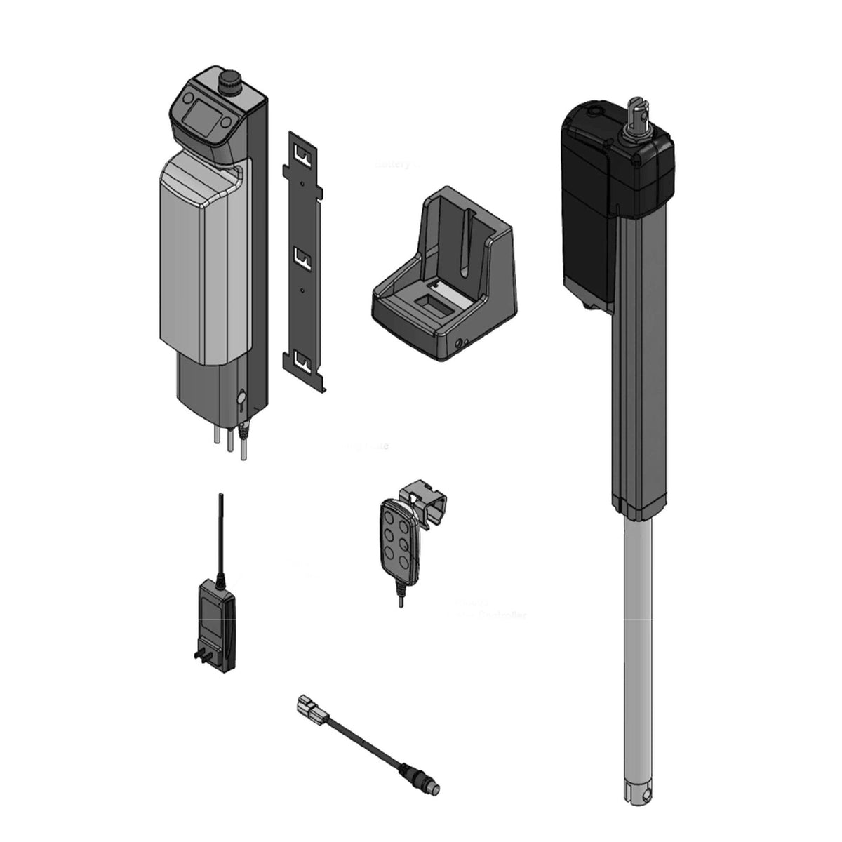 Spectrum Aquatics Traveler TiMotion conversion kit — kit components line drawing on white