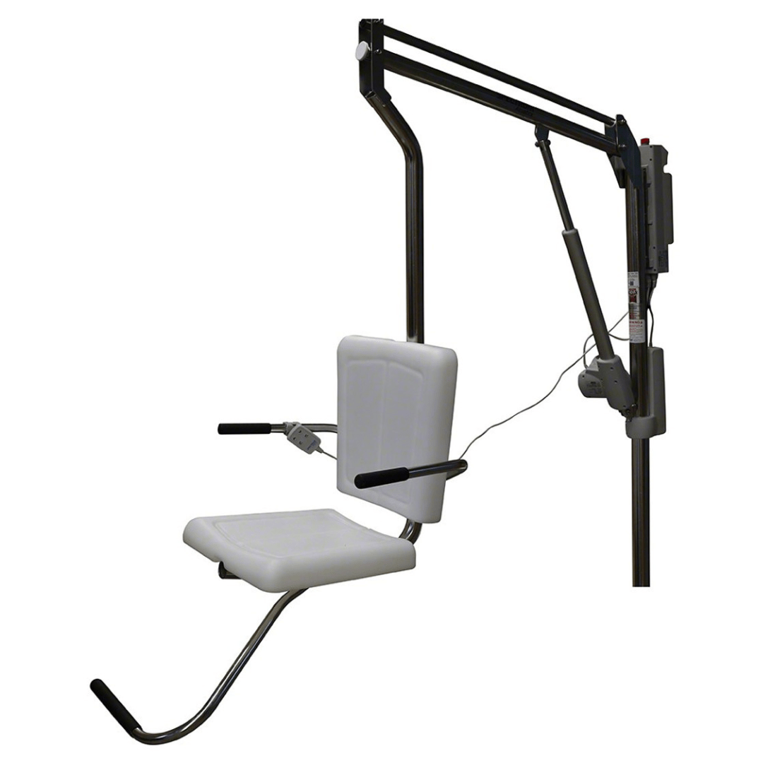 Spectrum Aquatics Motion Trek BP350 ADA pool lift — side view of lift arm and seat