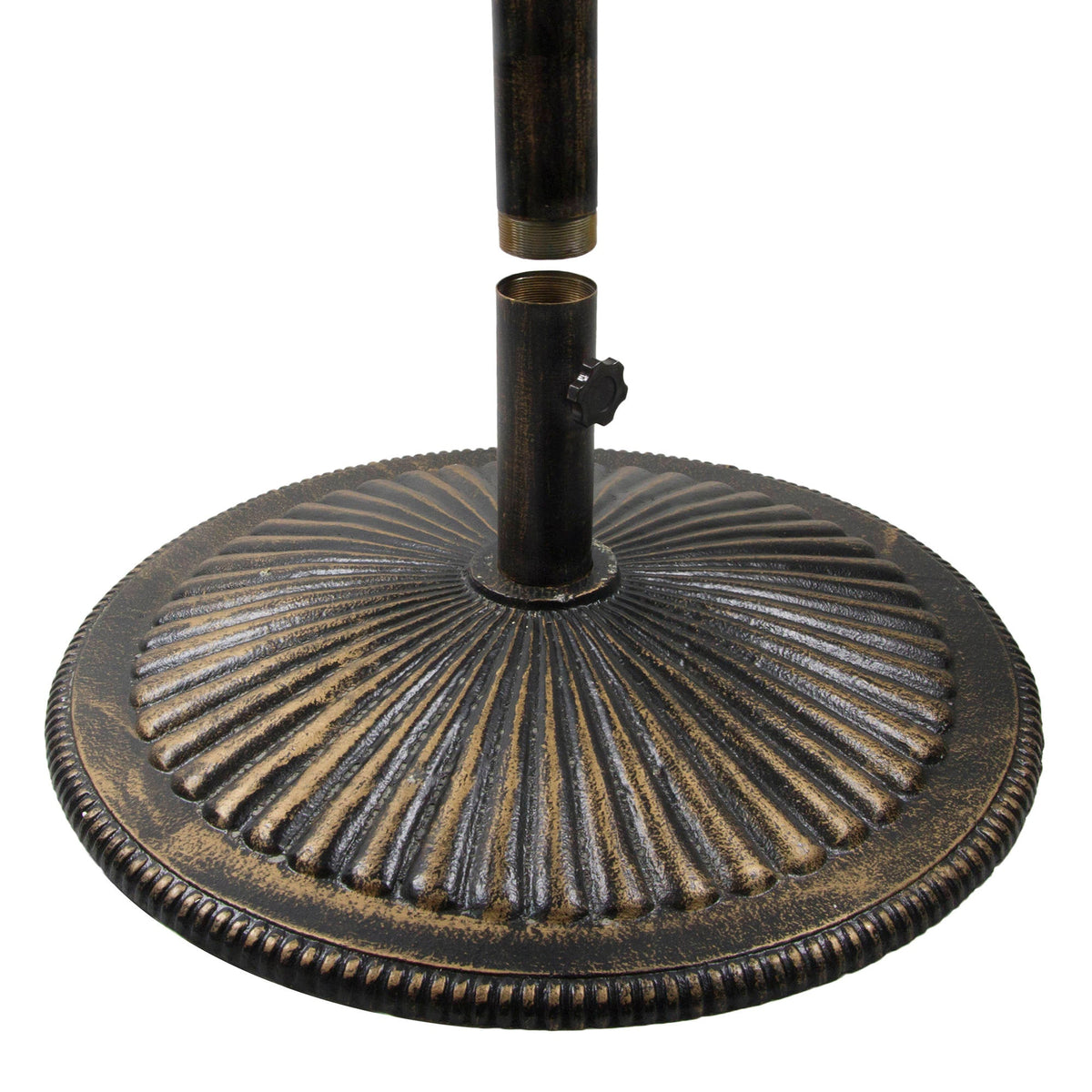 Island Umbrella Classic Cast Iron Base - two-piece stem joined above the base with the pole collar