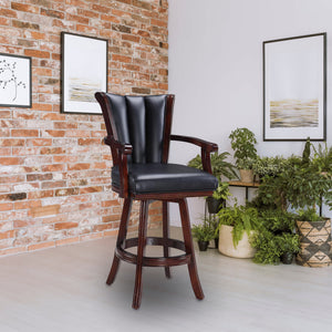 Hathaway Avondale Swivel Bar Stool - stool in a room against exposed brick and framed prints