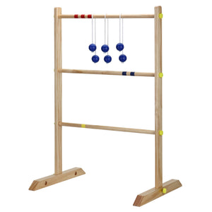 Hathaway Ladder Toss Game Set - one assembled ladder with the blue bolas on the top rung