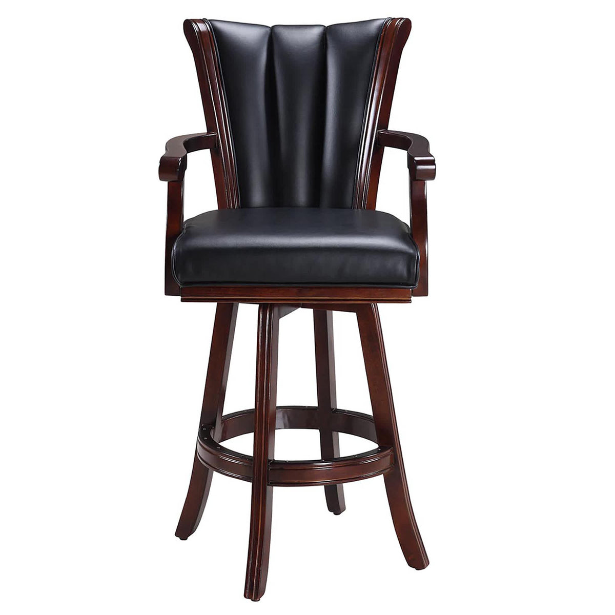Hathaway Avondale Swivel Bar Stool - front elevation showing the fan back, arms and footring