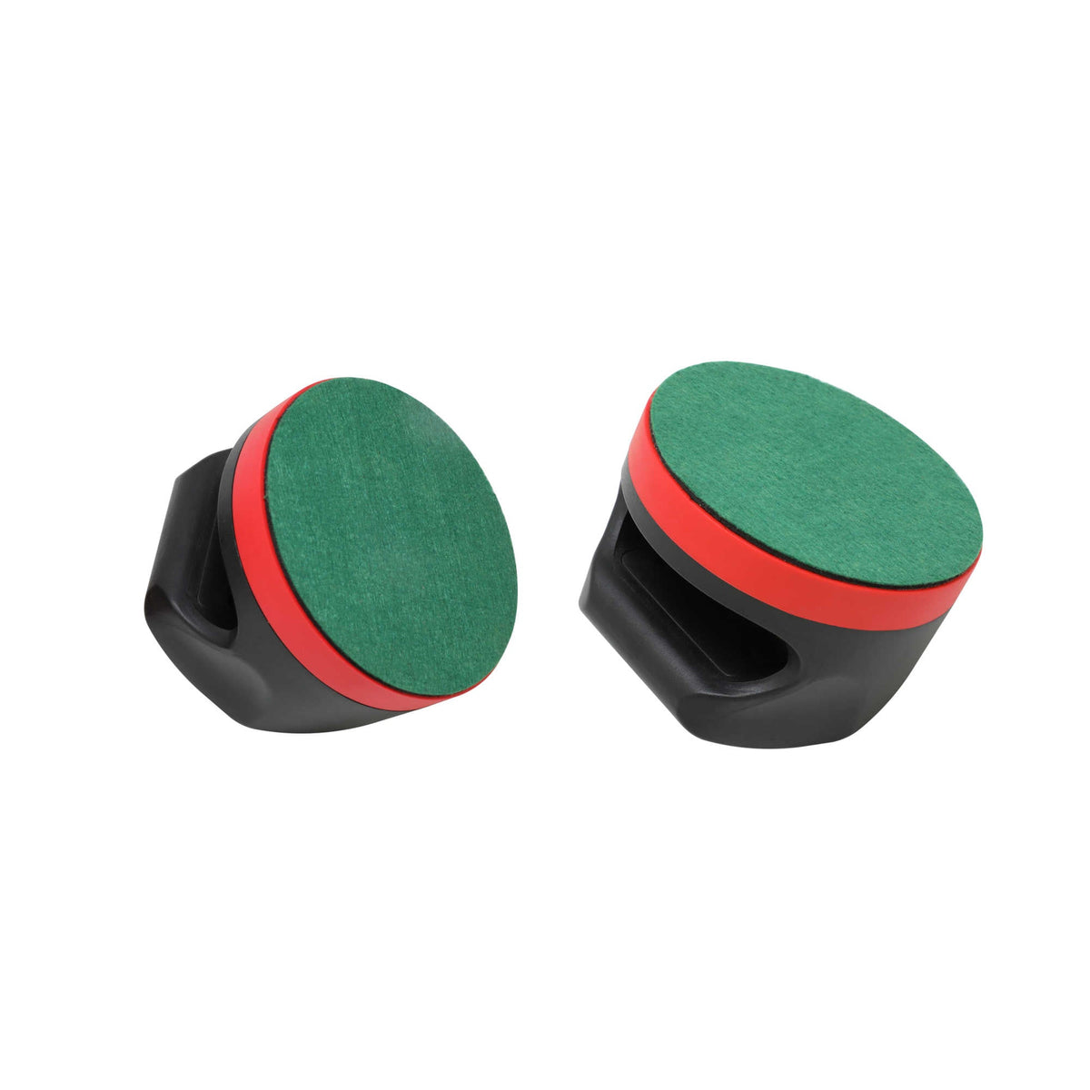 Hathaway Air Hockey Strikers, Black and Red - pair of grip strikers showing the moulded finger slot
