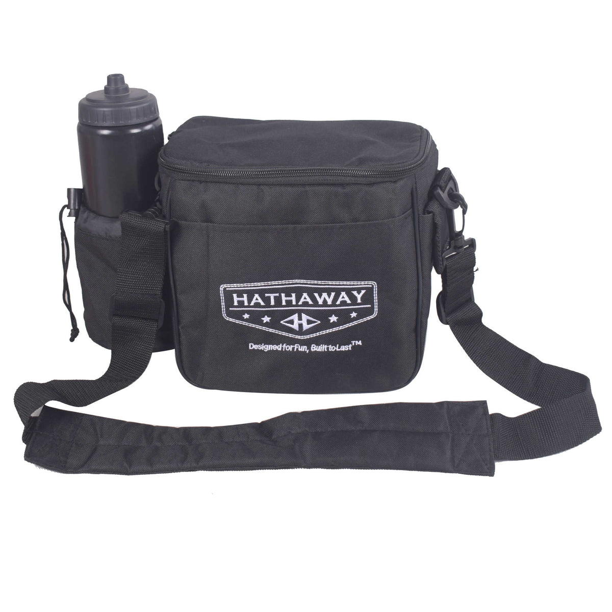 Hathaway Deluxe Golf Disc Set - shoulder bag with the water bottle in its side holster