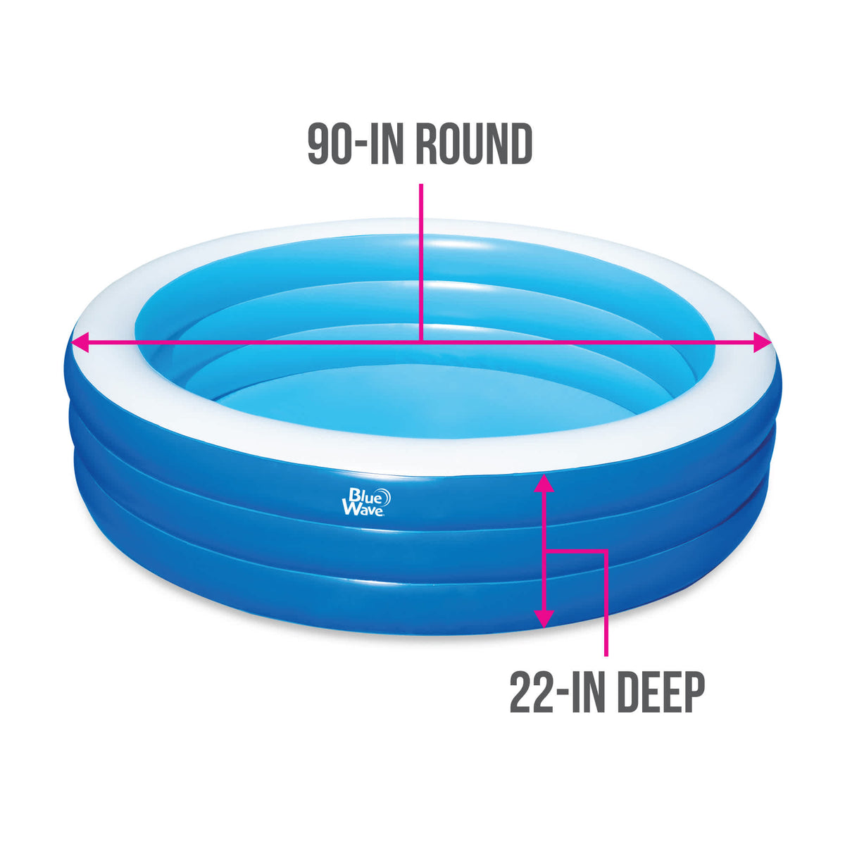 Blue Wave Inflatable Round Family Pool - dimensions: 90 in round and 22 in deep