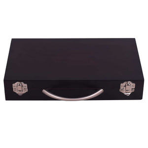 Hathaway Shuffleboard Pucks - closed case with nickel catches and a brushed metal handle