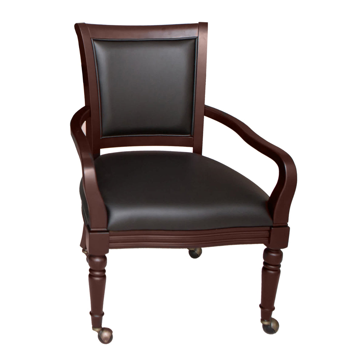 Hathaway Bridgeport Poker Table Set - one walnut arm chair on castors with black upholstery